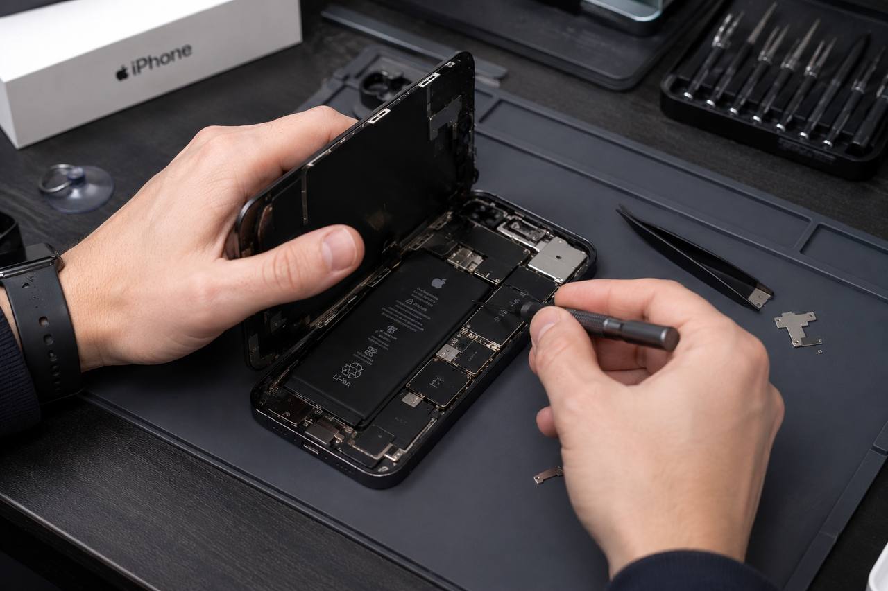 Майстер ремонтує iPhone